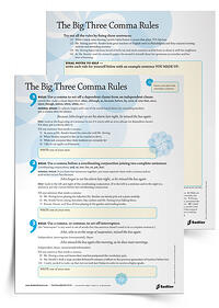 Give students The Big Three Comma Rules explained in simple, memorable terms. Then let them practice with exercises and apply to their writing.