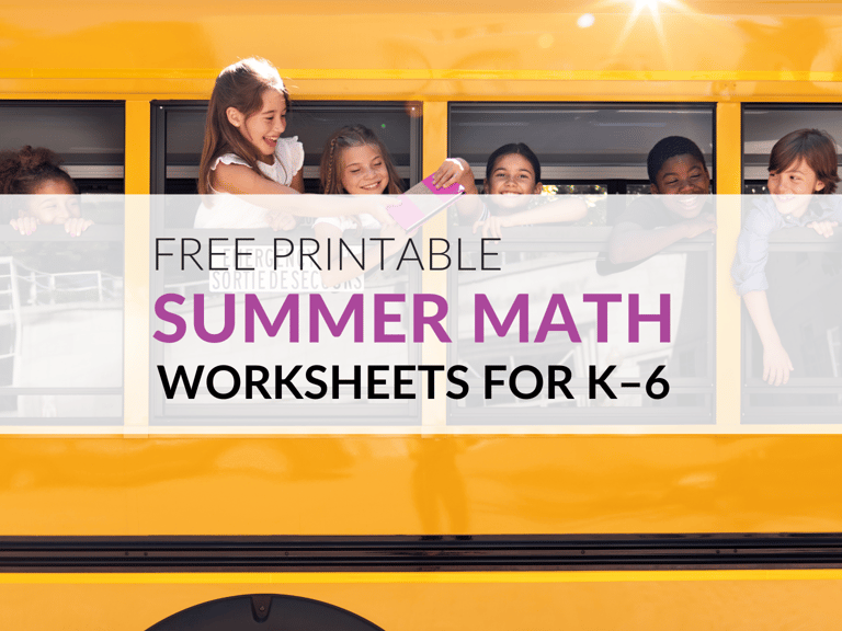 free summer math worksheets for kids in k 6