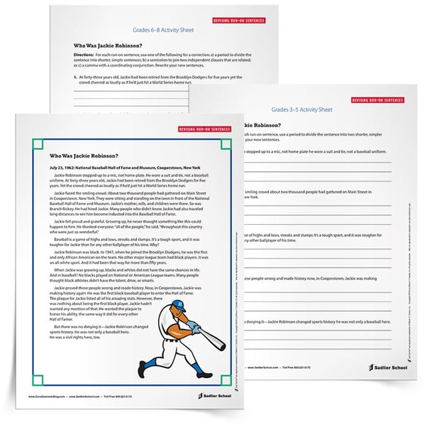 Run on Sentence Practice Activity For Students Grades 3 8