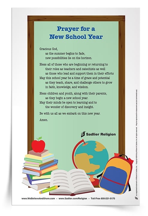Download a Prayer for New School Year Prayer Card and use it with your children, school faculty, or with your parish catechists. 
