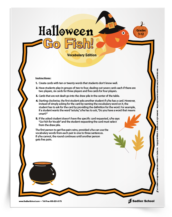 <em>Halloween Go Fish</em> Vocabulary Game