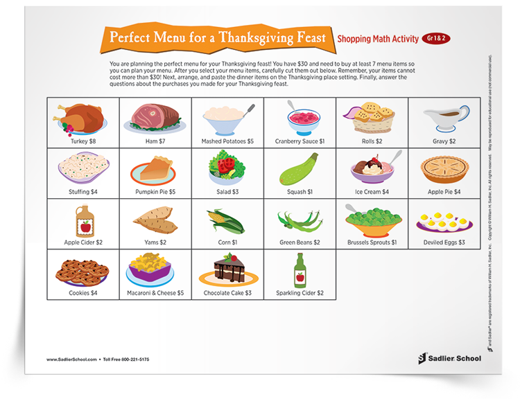 <em>Perfect Menu for a Thanksgiving Feast</em> Shopping Activity